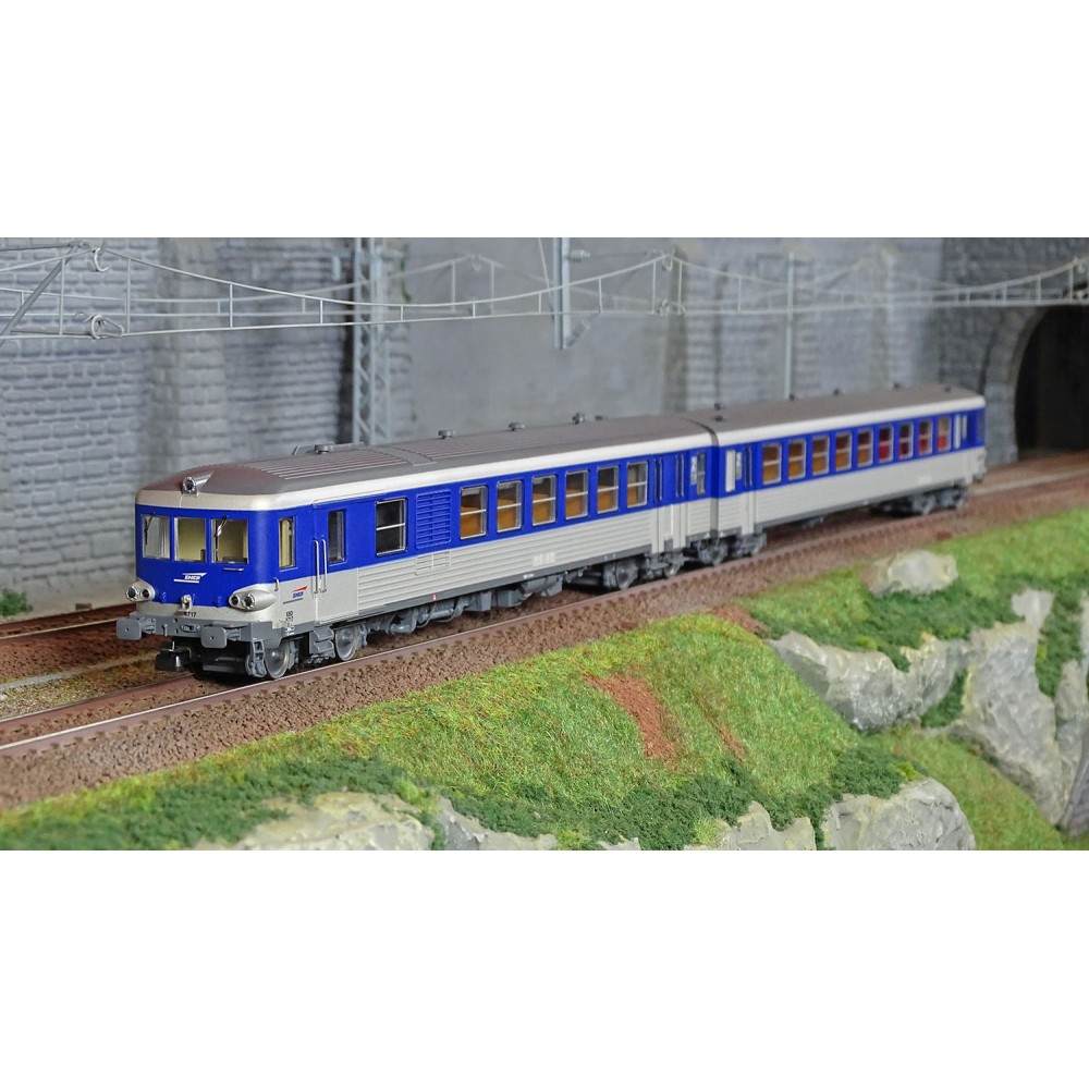 Jouef HJ2615 Autorail EAD XBD 4717 + remorque XRABx 8714, SNCF, livrée argent/bleue, logo Casquette Jouef HJ2615 - 1