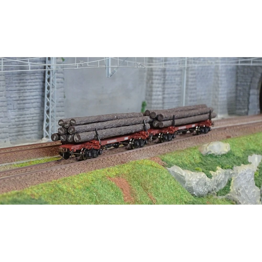 Rivarossi HR6628 Set de 2 wagons porte grumes, McCloud River, No. 1205 et 1207, chargé bois Rivarossi HR6628 - 1 Rivarossi HR6628 Set de 2 wagons porte grumes, McCloud River, No. 1205 et 1207, chargé bois Rivarossi HR6628 - 1