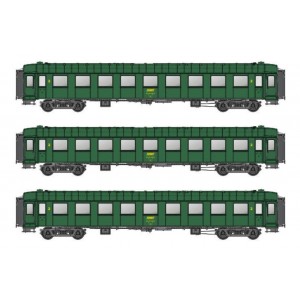 Models Word 40933 Set de 3 voitures OCEM R.A., B9, vert 301, châssis gris, marquage UIC, SNCF Models World MW_40933 - 7