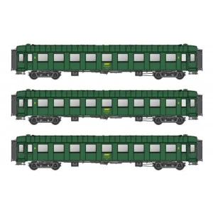 Models Word 40933 Set de 3 voitures OCEM R.A., B9, vert 301, châssis gris, marquage UIC, SNCF Models World MW_40933 - 7