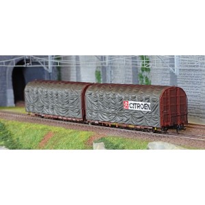 Jouef HJ6253 Wagon bâchés à 3 essieux type Lailps, SNCF, livrée marron/gris, Citroën Jouef HJ6253 - 3