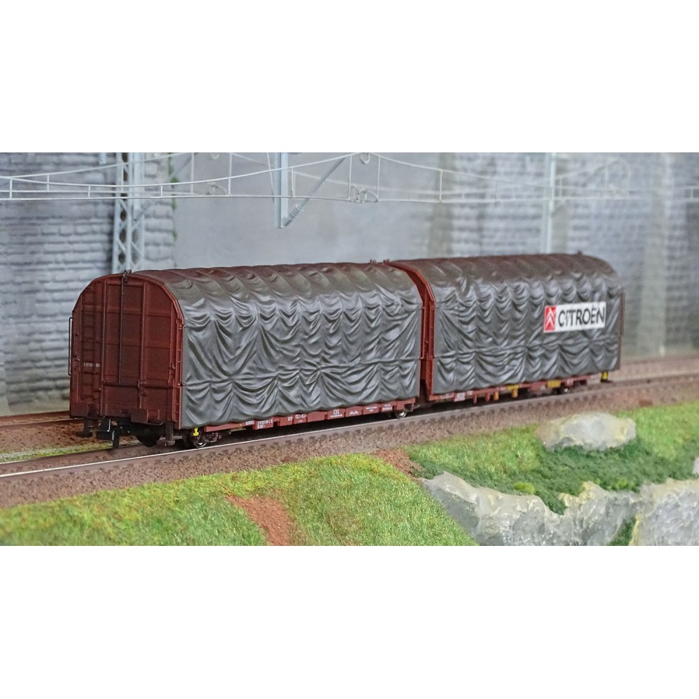 Jouef HJ6253 Wagon bâchés à 3 essieux type Lailps, SNCF, livrée marron/gris, Citroën Jouef HJ6253 - 1 Jouef HJ6253 Wagon bâchés à 3 essieux type Lailps, SNCF, livrée marron/gris, Citroën Jouef HJ6253 - 1