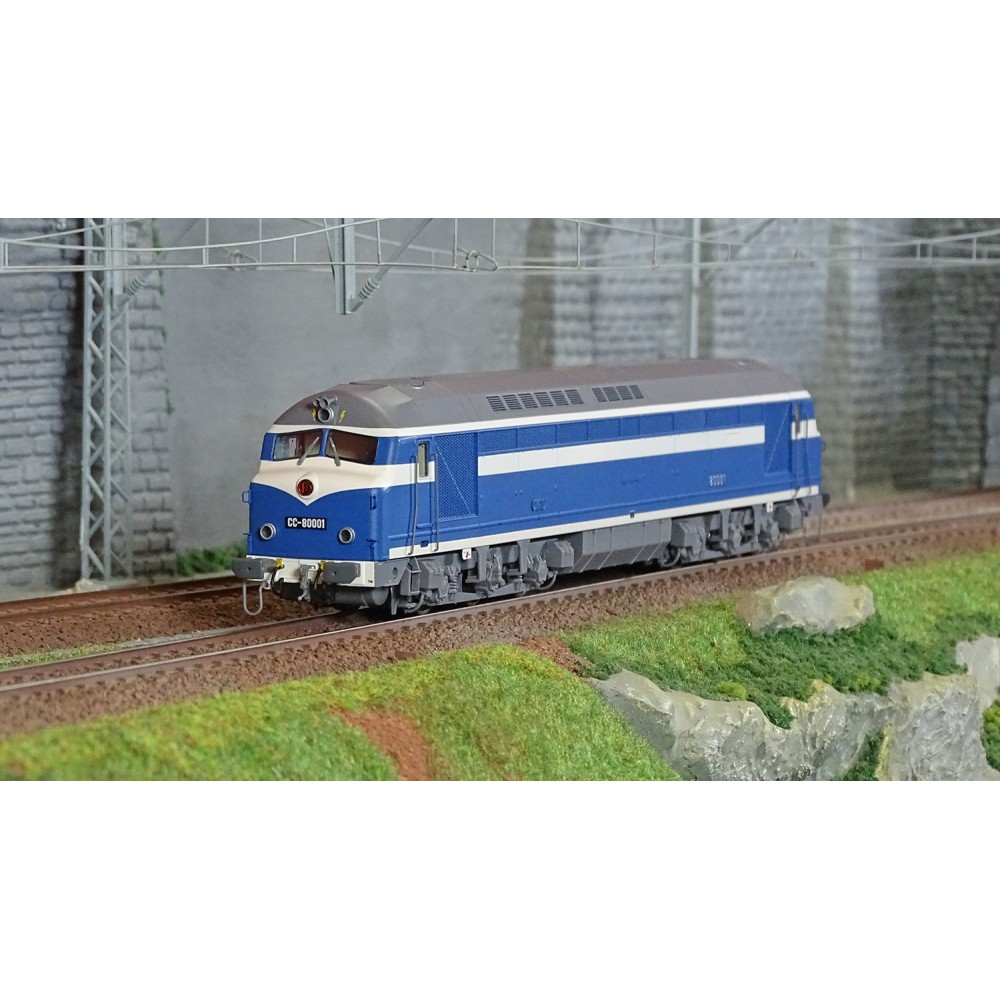 Mistral 25-01-G002 Locomotive diesel CC 80001 Belphégor, SNCF, Bleu Foncé / Blanc Toit Noir, Caen, digital sonore Mistral Train 