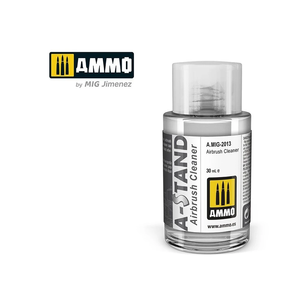 Peinture A-STAND Diluant Nettoyant pour aérographe 30ml Mig AMMO - MIG Jimenez A.MIG-2013 - 1 Peinture A-STAND Diluant Nettoyant pour aérographe 30ml Mig AMMO - MIG Jimenez A.MIG-2013 - 1