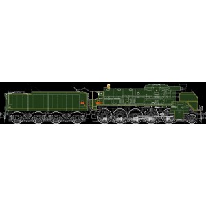 R37 HO41203DS Locomotive à vapeur 2-150 P 81 tender 34 P 82, SNCF, verte, Longueau, sonore, fumée Rail 37 - R37 R37_HO41203DS - 
