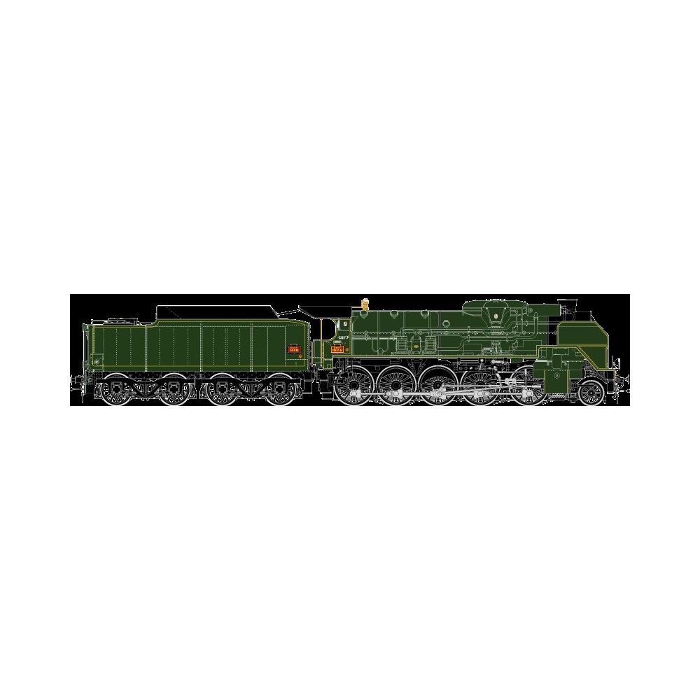 R37 HO41203DS Locomotive à vapeur 2-150 P 81 tender 34 P 82, SNCF, verte, Longueau, sonore, fumée Rail 37 - R37 R37_HO41203DS - 
