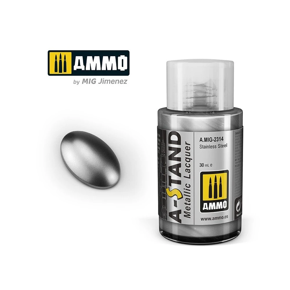 Peinture A-STAND Acier inoxydable 30ml Mig AMMO - MIG Jimenez A.MIG-2314 - 1 Peinture A-STAND Acier inoxydable 30ml Mig AMMO - MIG Jimenez A.MIG-2314 - 1