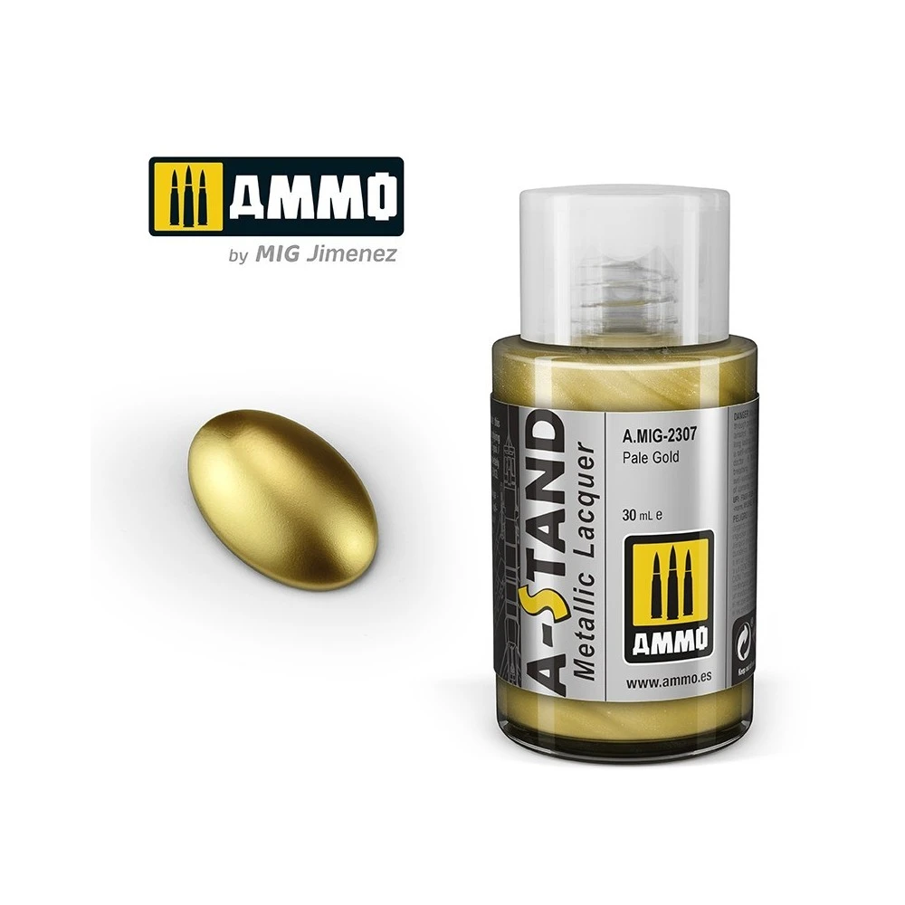Peinture A-STAND Or Pâle 30ml Mig AMMO - MIG Jimenez A.MIG-2307 - 1 Peinture A-STAND Or Pâle 30ml Mig AMMO - MIG Jimenez A.MIG-2307 - 1