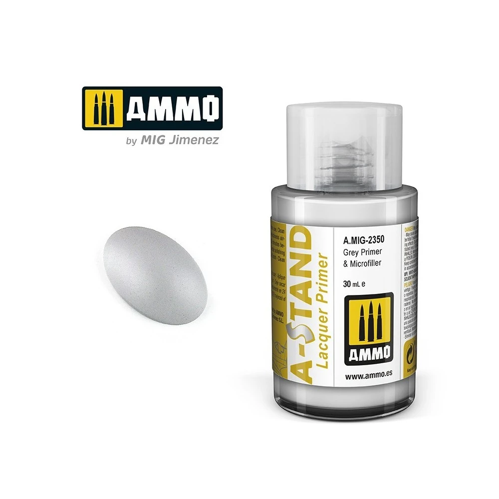Peinture A-STAND Apprêt et microcharge gris 30ml Mig AMMO - MIG Jimenez A.MIG-2350 - 1 Peinture A-STAND Apprêt et microcharge gris 30ml Mig AMMO - MIG Jimenez A.MIG-2350 - 1