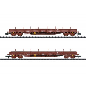 MiniTrix 18290 Set de 2 wagons plats à bogies, chargés de profilés de rails, SNCF, INFRA, échelle N Trix Trix_18290 - 2