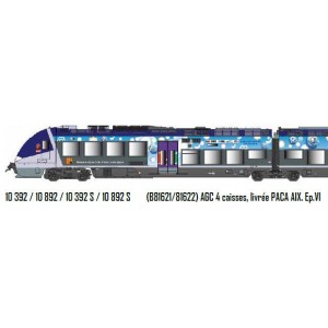 LS Models 10392S Autorail AGC B 81621/81622, livré PACA AIX, 4 caisses, digital sonore Ls models Lsm_10392S - 1
