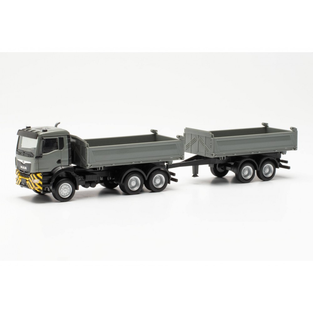 Herpa 316255 Camion benne MAN TGS NN, gris/jaune Herpa Herpa_316255 - 1