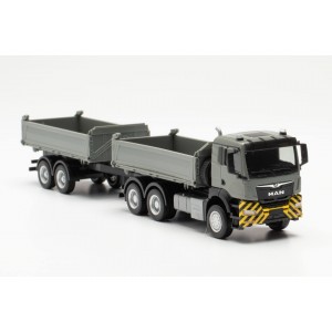 Herpa 316255 Camion benne MAN TGS NN, gris/jaune Herpa Herpa_316255 - 5