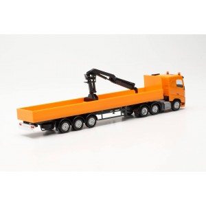 Herpa 316088 Camion semi-remorque plateau Volvo FH FD 2020 avec grue de chargement 3a/3a, orange Herpa Herpa_316088 - 2