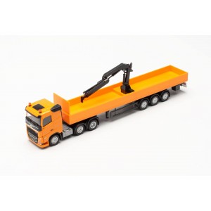 Herpa 316088 Camion semi-remorque plateau Volvo FH FD 2020 avec grue de chargement 3a/3a, orange Herpa Herpa_316088 - 3