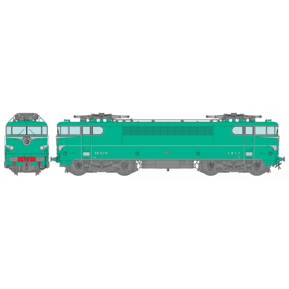 Ree Modeles MB202.S Locomotive électrique BB 9216, Verte, avec jupes, AVIGNON, sonore, panthos motorisés Ree Modeles MB-202.S - 