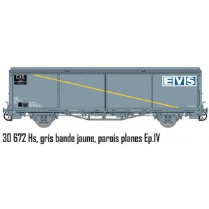 Ls Models 30672 Wagon EVS, Hs, SNCF, gris, bande jaune, parois planes Ls models Lsm_30672 - 1