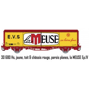 Ls Models 30680 Wagon EVS, Hs, SNCF, jaune, toit & châssis rouge, parois planes, la MEUSE Ls models Lsm_30680 - 1