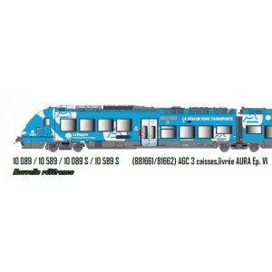 LS Models 10589S Autorail AGC B 81661/81662, livré AURA, 3 caisses, digital sonore 3 Rails Ls models Lsm_10589S - 1