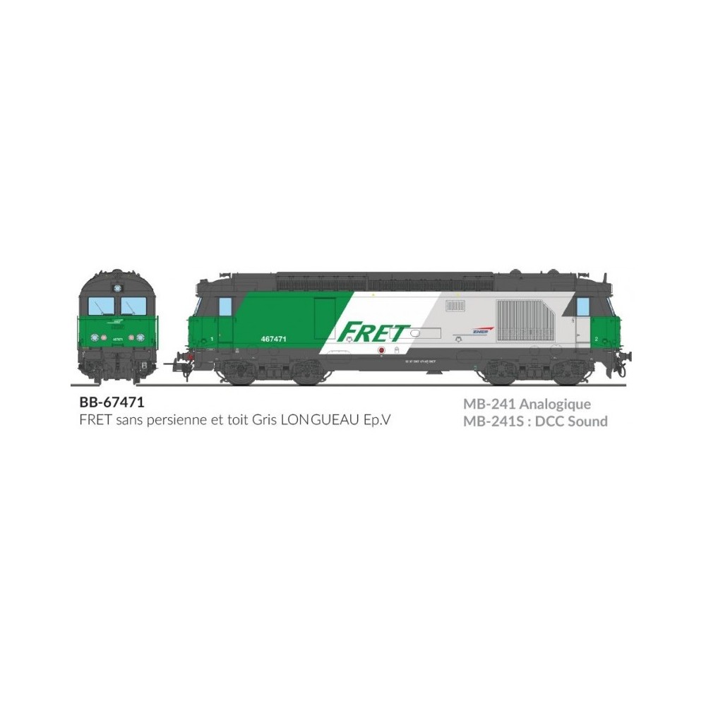 Ree Modeles MB241.S Locomotive diesel BB 67471, sans persienne, Livrée FRET, SNCF, dépôt Longueau, digital sonore, fumée Ree Mod Ree Modeles MB241.S Locomotive diesel BB 67471, sans persienne, Livrée FRET, SNCF, dépôt Longueau, digital sonore, fumée Ree Mod