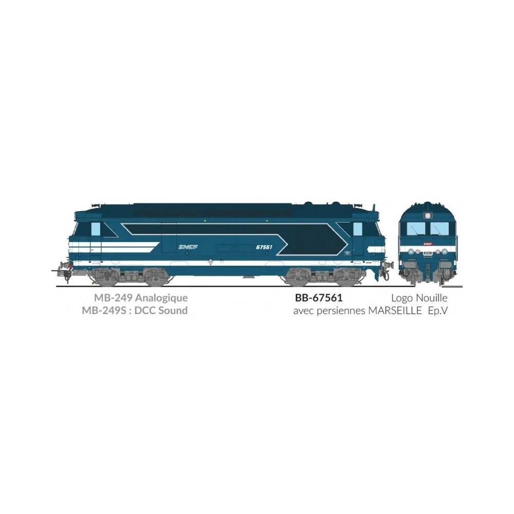 Ree Modeles MB249.S Locomotive diesel BB 67561, Logo Nouille, SNCF, dépôt Marseille, digital sonore, fumée Ree Modeles MB-249.S Ree Modeles MB249.S Locomotive diesel BB 67561, Logo Nouille, SNCF, dépôt Marseille, digital sonore, fumée Ree Modeles MB-249.S