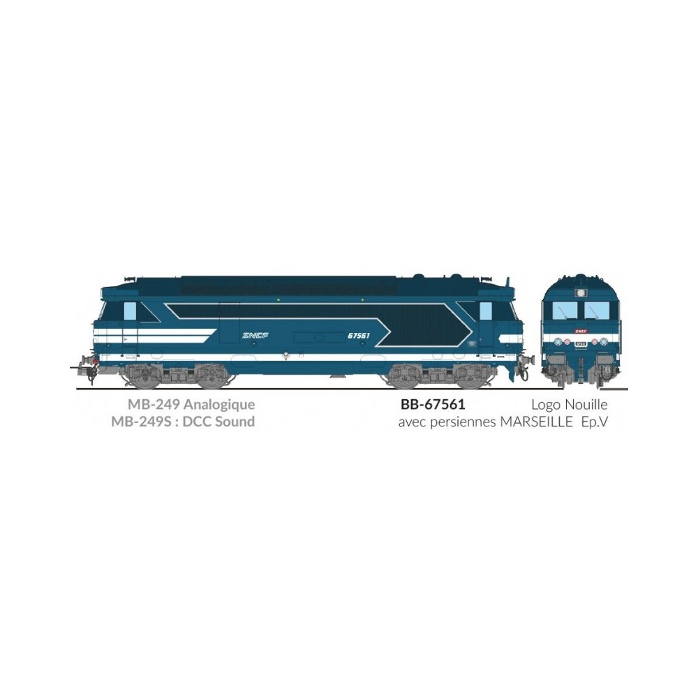 Ree Modeles MB249 Locomotive diesel BB 67561, Logo Nouille, SNCF, dépôt Marseille Ree Modeles MB-249 - 1 Ree Modeles MB249 Locomotive diesel BB 67561, Logo Nouille, SNCF, dépôt Marseille Ree Modeles MB-249 - 1