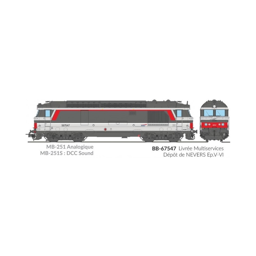 Ree Modeles MB251 Locomotive diesel BB 67547, livrée Multiservices, SNCF Ree Modeles MB-251 - 1 Ree Modeles MB251 Locomotive diesel BB 67547, livrée Multiservices, SNCF Ree Modeles MB-251 - 1