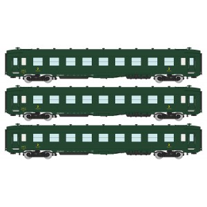 Ree Modeles VB399 Set de 3 voitures voyageurs DEV AO Couchettes, SNCF, B9c9 myfi, vert 306, ep.III Ree Modeles VB-399 - 6