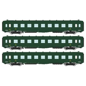 Ree Modeles VB399 Set de 3 voitures voyageurs DEV AO Couchettes, SNCF, B9c9 myfi, vert 306, ep.III Ree Modeles VB-399 - 6