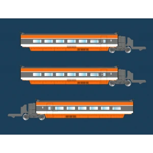 Azar T01-OR2 Set de 3 voitures supplémentaires TGV Paris Sud-Est (PSE), record du monde, SNCF, orange, échelle Z AZAR Models AZA