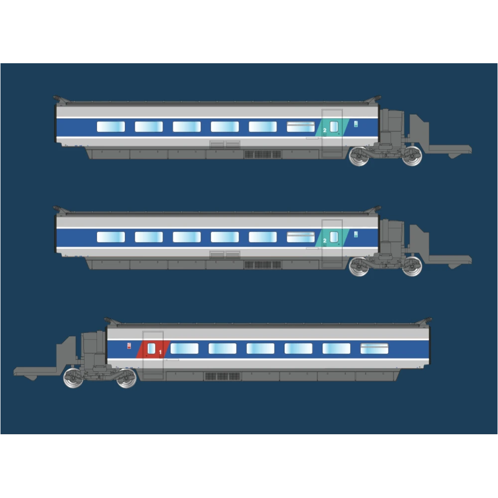 Azar T01-AB2 Set de 3 voitures supplémentaires TGV Paris Sud-Est (PSE), SNCF, Atlantique, échelle Z AZAR Models AZAR_T01-AB2 - 1