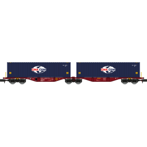 REE Modeles NW288 Wagon porte conteneurs Sggmrss 80 TOUAX, SNCF, 2 conteneurs CGA-CGM logo Monde Ree Modeles NW-288 - 3