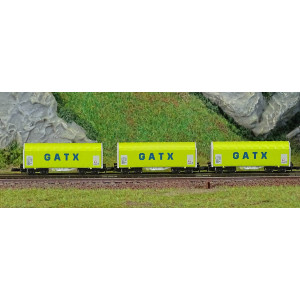 Azar W03-GAP Set de 3 wagons courts bâchés à bogies, GATX, échelle Z AZAR Models AZAR_W03-GAP - 2