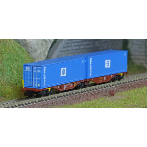 REE Modeles NW290 Wagon porte conteneurs Sggmrss 80 TOUAX, SNCF, 2 conteneurs DELMAS Ree Modeles NW-290 - 1