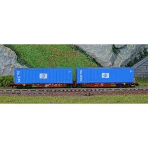 REE Modeles NW290 Wagon porte conteneurs Sggmrss 80 TOUAX, SNCF, 2 conteneurs DELMAS Ree Modeles NW-290 - 2