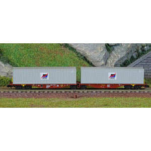 REE Modeles NW291 Wagon porte conteneurs Sggmrss 80 TOUAX, SNCF, 2 conteneurs MARFRET Ree Modeles NW-291 - 2