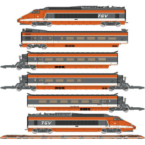 Ree Modeles TGV004S Set de 7 éléments TGV RECORD du MONDE 380Km/h N°16, SNCF, digital sonore, panto motorisés Ree Modeles TGV-00