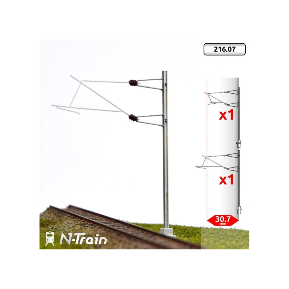 N-Train 21607 Set de 2 poteaux caténaire en H à console à 25kV - L2, échelle N MAFEN N-TRAIN_21607 - 1 N-Train 21607 Set de 2 poteaux caténaire en H à console à 25kV - L2, échelle N MAFEN N-TRAIN_21607 - 1