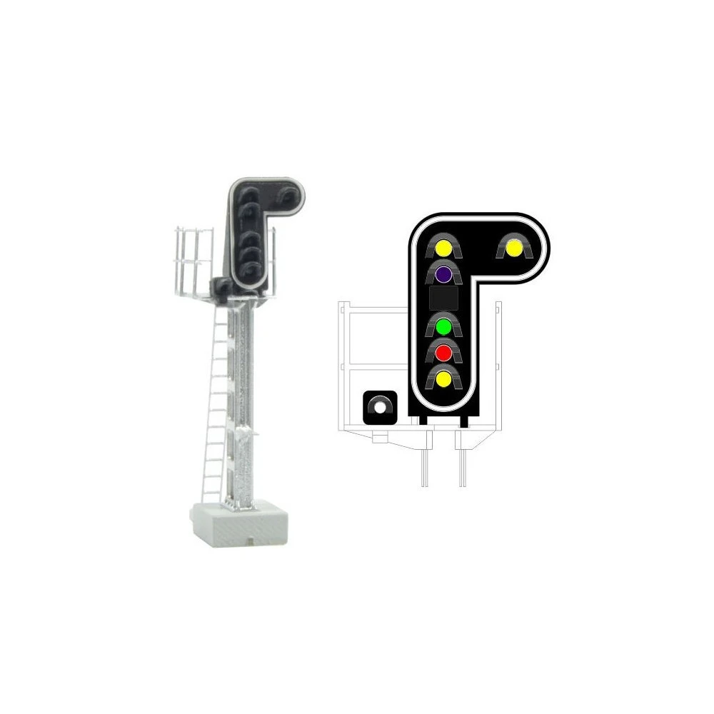 MAFEN 413210 Signal principal 7 feux LED (double jaune/violet/vert/rouge/jaune/blanc), SNCF, échelle N MAFEN MAFEN_413210 - 1 MAFEN 413210 Signal principal 7 feux LED (double jaune/violet/vert/rouge/jaune/blanc), SNCF, échelle N MAFEN MAFEN_413210 - 1