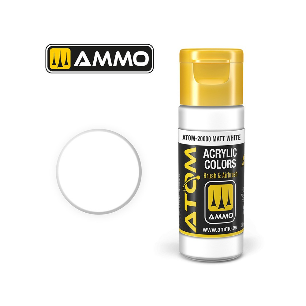 Peinture acrylique Blanc Mat 20ml ATOM AMMO Peinture acrylique Blanc Mat 20ml ATOM AMMO
