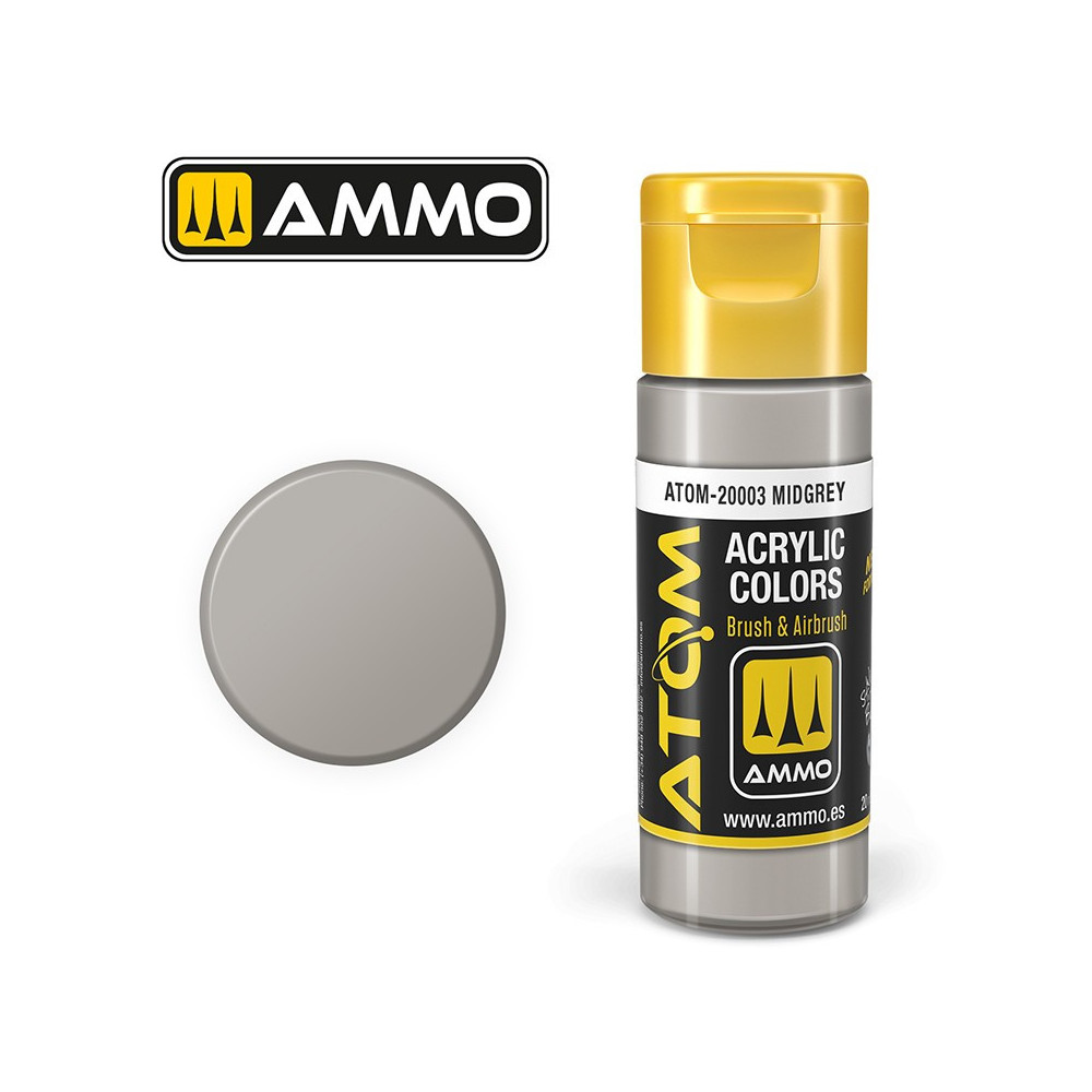 Peinture acrylique Gris moyen 20ml ATOM AMMO Peinture acrylique Gris moyen 20ml ATOM AMMO
