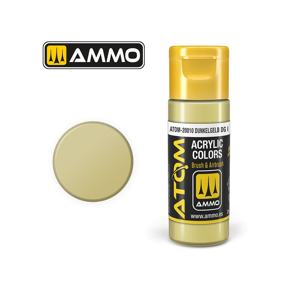 Peinture acrylique Dunkelgelb DG I 20ml ATOM AMMO