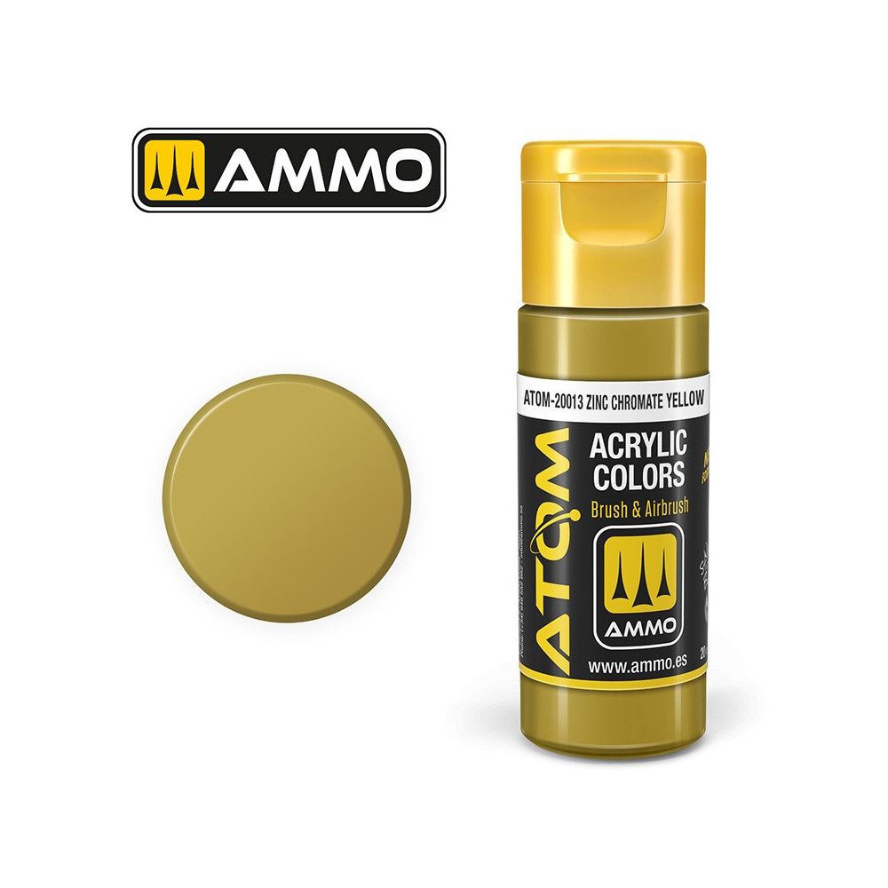 Peinture acrylique Jaune de chromate de zinc 20ml ATOM AMMO Peinture acrylique Jaune de chromate de zinc 20ml ATOM AMMO