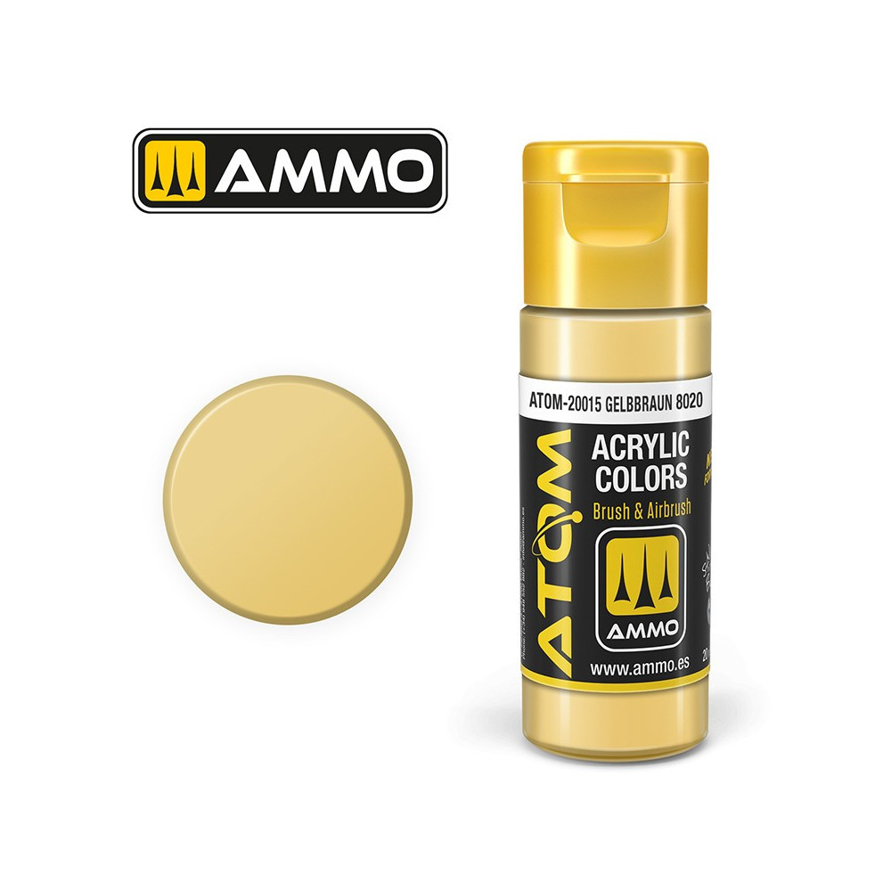 Peinture acrylique Gelbbraun 8020 20ml ATOM AMMO Peinture acrylique Gelbbraun 8020 20ml ATOM AMMO