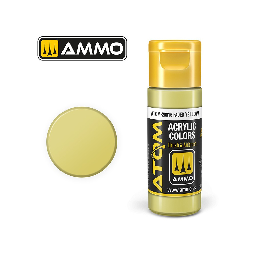 Peinture acrylique Jaune délavé 20ml ATOM AMMO Peinture acrylique Jaune délavé 20ml ATOM AMMO