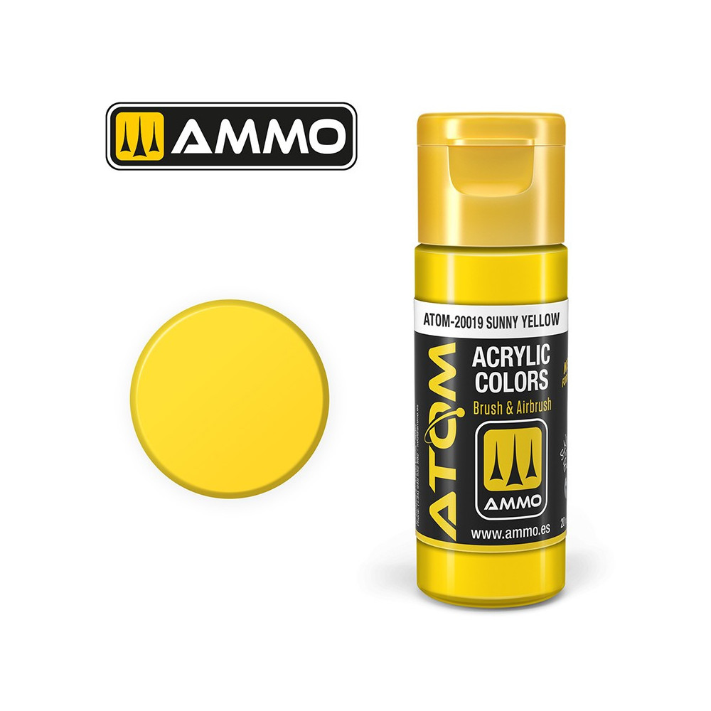 Peinture acrylique Jaune ensoleillé 20ml ATOM AMMO Peinture acrylique Jaune ensoleillé 20ml ATOM AMMO
