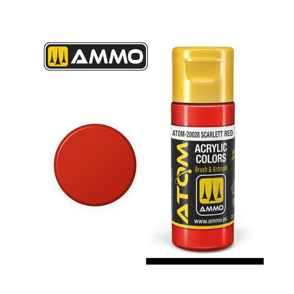Peinture acrylique Rouge écarlate 20ml ATOM AMMO Peinture acrylique Rouge écarlate 20ml ATOM AMMO