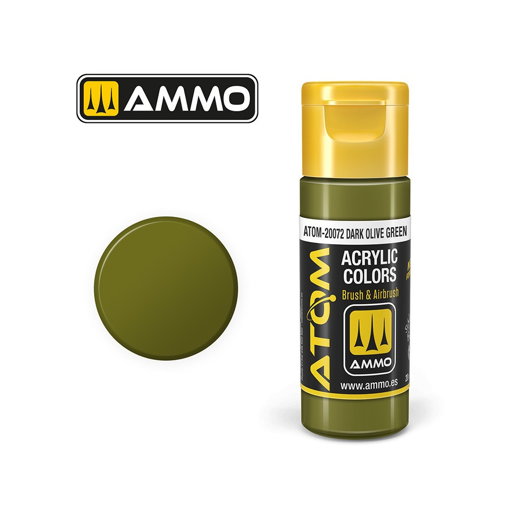 Peinture acrylique Vert olive foncé 20ml ATOM AMMO Peinture acrylique Vert olive foncé 20ml ATOM AMMO