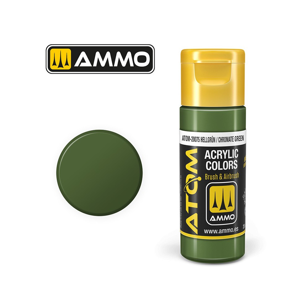 Peinture acrylique Hellgrün / Chromate Vert 20ml ATOM AMMO Peinture acrylique Hellgrün / Chromate Vert 20ml ATOM AMMO