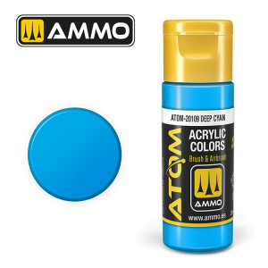 Peinture acrylique Cyan profond 20ml ATOM AMMO